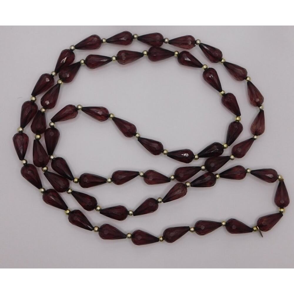 Necklace "YR" Brown Beaded Teardrop With Gold Round Beads